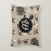 ヴィンテージカントリーチキンロースター卵モノグラム アクセントクッション (正面(垂直))