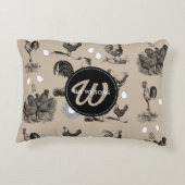 ヴィンテージカントリーチキンロースター卵モノグラム アクセントクッション (裏面)