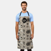 ヴィンテージカントリーチキンロースター卵モノグラム エプロン (着用した状態)