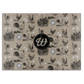 ヴィンテージカントリーチキンロースター卵モノグラム カッティングボード (正面)