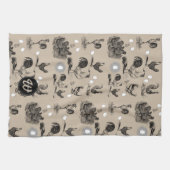 ヴィンテージカントリーチキンロースター卵モノグラム キッチンタオル (横)