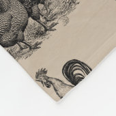 ヴィンテージカントリーチキンロースター卵モノグラム フリースブランケット (角)