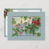 ヴィンテージカントリーチャーチアンドホリー シーズンポストカード (正面/裏面)