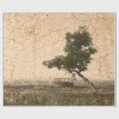 ヴィンテージカントリーツリーベージュ素朴アンティークファーム ラッピングペーパー (フラット)