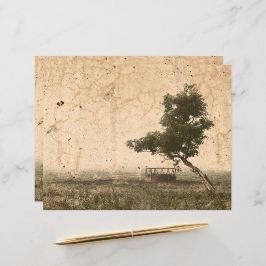 ヴィンテージカントリーツリー素朴ベージュアンティークファーム (正面/裏面インサイチュ)