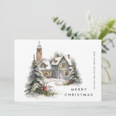 ヴィンテージカントリーハウスクリスマスツリー企業の シーズンカード (スタンド正面)