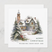 ヴィンテージカントリーハウスクリスマスツリー企業の シーズンカード (正面/裏面)