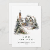 ヴィンテージカントリーハウスクリスマスツリー企業の シーズンカード (正面/裏面)