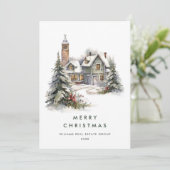 ヴィンテージカントリーハウスクリスマスツリー企業の シーズンカード (スタンド正面)