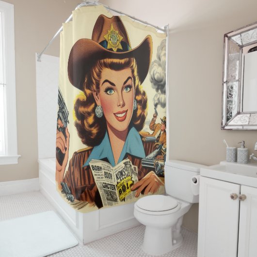 ヴィンテージカントリーパルプガール シャワーカーテン (インサイチュ)