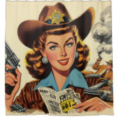 ヴィンテージカントリーパルプガール シャワーカーテン (正面)