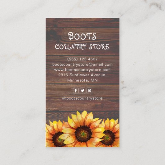 ヴィンテージカントリーファームサンフラワー素朴自然 名刺 (裏面)