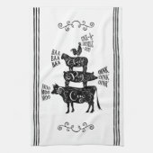 ヴィンテージカントリーファームハウススタックファームアニマル キッチンタオル (縦)