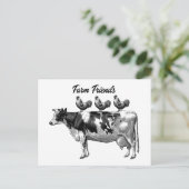 ヴィンテージカントリーファーム牛のロスター動物のはがき ポストカード (スタンド正面)