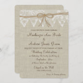 ヴィンテージカントリーフェアレースアンドバーラップ結婚ズ 招待状 (正面/裏面)