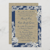 ヴィンテージカントリーフローラとBurlap 招待状 (正面/裏面)