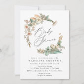 ヴィンテージカントリーフローラリースベビーシャワー 招待状 (正面)