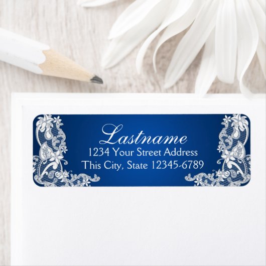 ヴィンテージカントリーフローラレースサファイアブルー ラベル (インサイチュ)