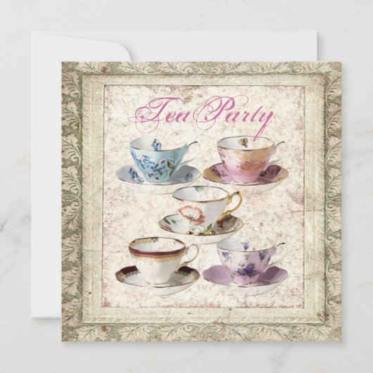 ヴィンテージカントリーブライダルシャワーティーパーティの招待状 招待状 (正面)