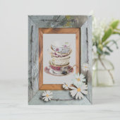 ヴィンテージカントリーブライダルシャワーティーパーティの招待状 招待状 (スタンド正面)