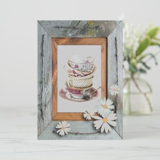 ヴィンテージカントリーブライダルシャワーティーパーティの招待状 招待状 (スタンド正面)