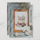 ヴィンテージカントリーブライダルシャワーティーパーティの招待状 招待状 (正面/裏面)