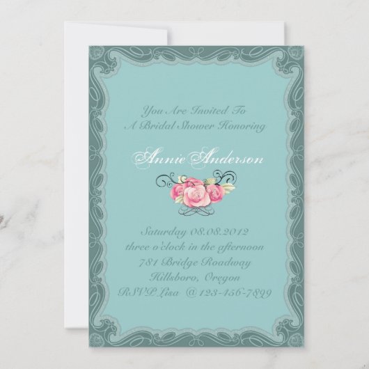 ヴィンテージカントリーブライダルシャワーティーパーティの招待状 招待状 (裏面)