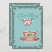 ヴィンテージカントリーブライダルシャワーティーパーティの招待状 招待状 (正面/裏面)