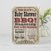 ヴィンテージカントリーベビーシャワーBBQバーベキューベビー-Q 招待状 (スタンド正面)