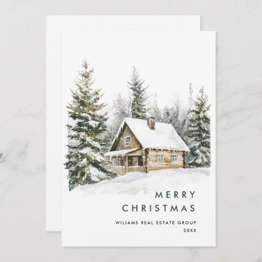 ヴィンテージカントリーホースクリスマスツリー企業の シーズンカード (正面/裏面)