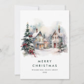 ヴィンテージカントリーホースクリスマスツリー企業の シーズンカード (正面)