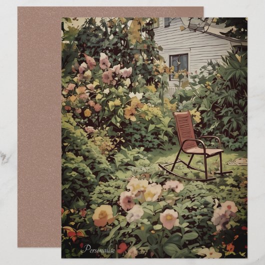 ヴィンテージカントリーホームガーデンフローラスクラップブック紙 (正面/裏面)