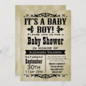 ヴィンテージカントリーボーイ赤ちゃんシャワー招待状 招待状 (正面/裏面)