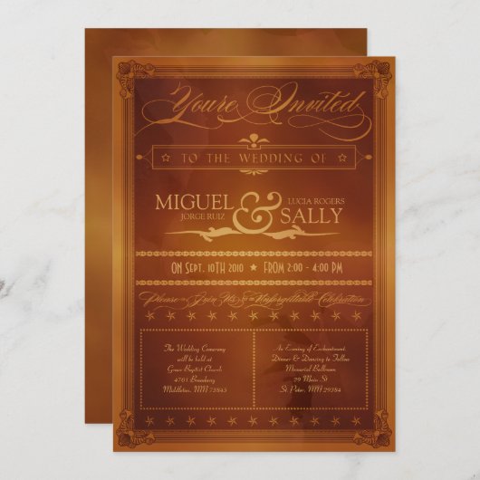 ヴィンテージカントリーポスタースタイル結婚式招待状 招待状 (正面/裏面)