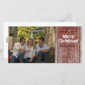 ヴィンテージカントリーレッドバーンウッドフォトクリスマスカード シーズンカード (正面/裏面)