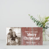 ヴィンテージカントリーレッドバーンウッドフォトクリスマスカード シーズンカード (スタンド正面)