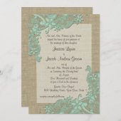 ヴィンテージカントリーレースデザインミントグリーン 招待状 (正面/裏面)