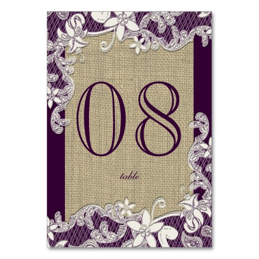 ヴィンテージカントリーレースパープル テーブルナンバー (正面)