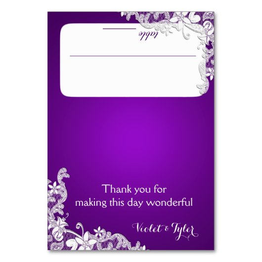 ヴィンテージカントリーレース紫シーティングカード テーブルナンバー (正面)