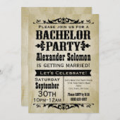 ヴィンテージカントリー独身パーティー招待状 招待状 (正面/裏面)