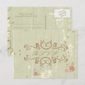 ヴィンテージカントリー素朴なクリームウェディングRSVP返信 インビテーションポストカード (正面/裏面)