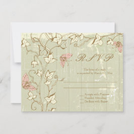 ヴィンテージカントリー素朴なクリームウェディングRSVP返信 出欠カード