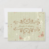 ヴィンテージカントリー素朴なクリームウェディングRSVP返信 出欠カード (裏面)