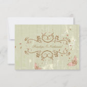 ヴィンテージカントリー素朴なクリームウェディングRSVP返信 出欠カード (裏面)