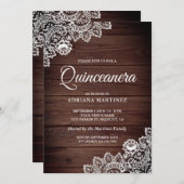 ヴィンテージカントリー素朴ウッドレースキンセアニェラ 招待状 (正面/裏面)