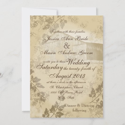 ヴィンテージカントリー結婚バーンズ 招待状 (正面)
