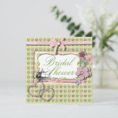 ヴィンテージカントリー茶パーティーブライダルシャワー招待 招待状 (スタンド正面)