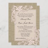 ヴィンテージカントリー赤面レースデザインアンドバーラップ 招待状 (正面/裏面)
