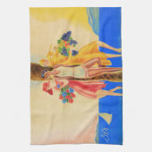 ヴィンテージカンヌフランスの旅行 キッチンタオル (縦)