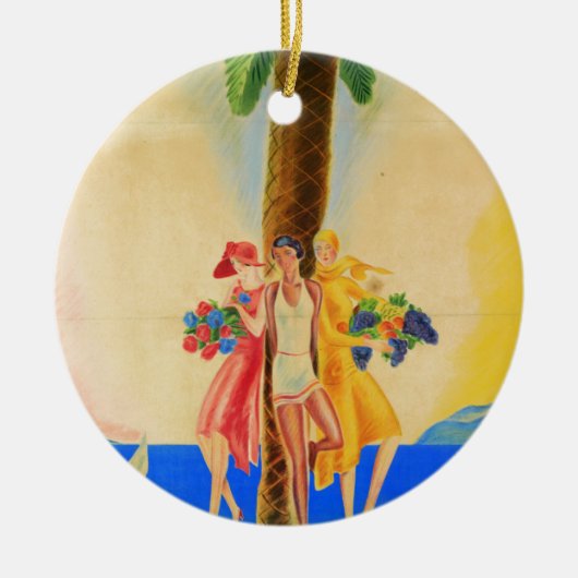 ヴィンテージカンヌフランスの旅行 セラミックオーナメント (正面)